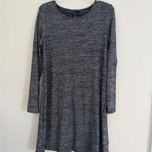 Silver threading  Heathered Long Sleeve Swing Dress - Gray and silver